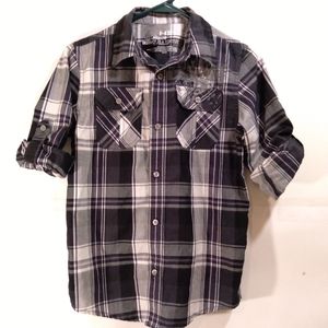 Helix boys M medium black button down graphic print